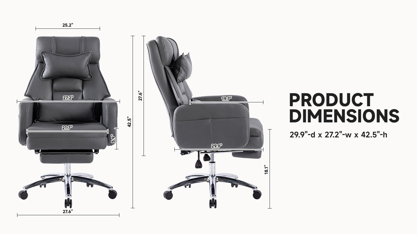 Swivel Ergonomic Office Chair, High Back with Lumbar Support and Headrest, 155° Recline