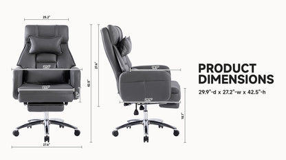 Swivel Ergonomic Office Chair, High Back with Lumbar Support and Headrest, 155° Recline