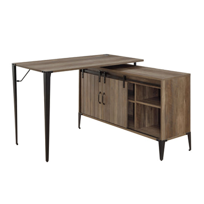 ACME Zakwani Writing Desk, Rustic Oak & Black Finish