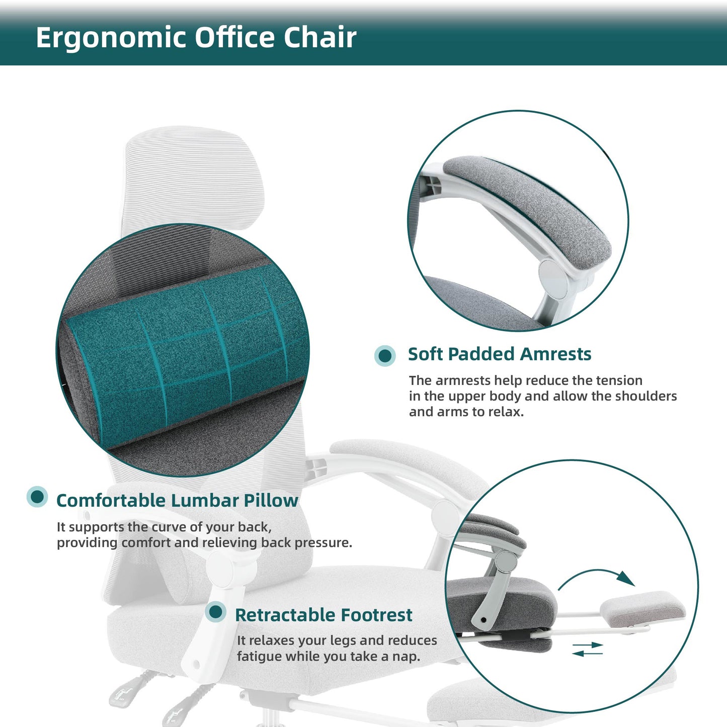 SWEETCRISPY Ergonomic Mesh Office Chair with Lumbar Support