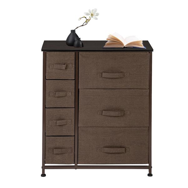 Dresser with 7 Drawers - Steel Frame, Wood Top, Fabric Bins