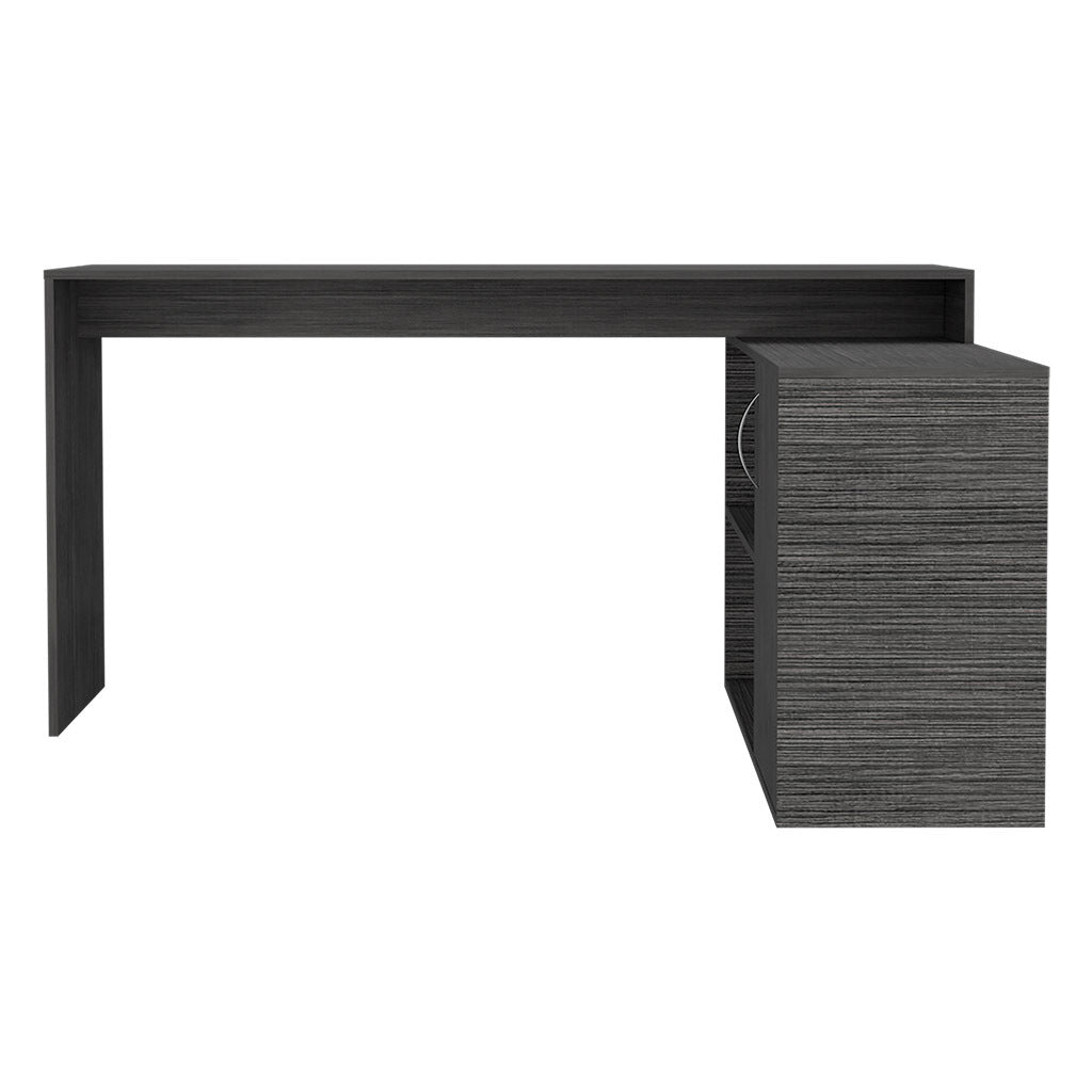 Axis Modern L-Shaped Computer Desk with Open & Closed Storage -Smokey Oak