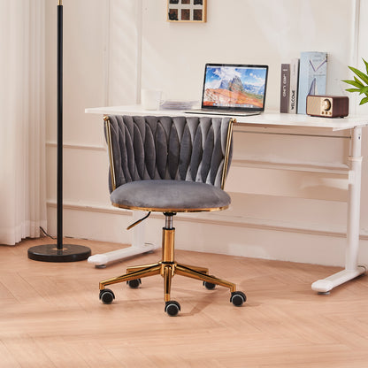 Upholstered Office Desk Chair, Adjustable Swivel Wheels, Ergonomic Design