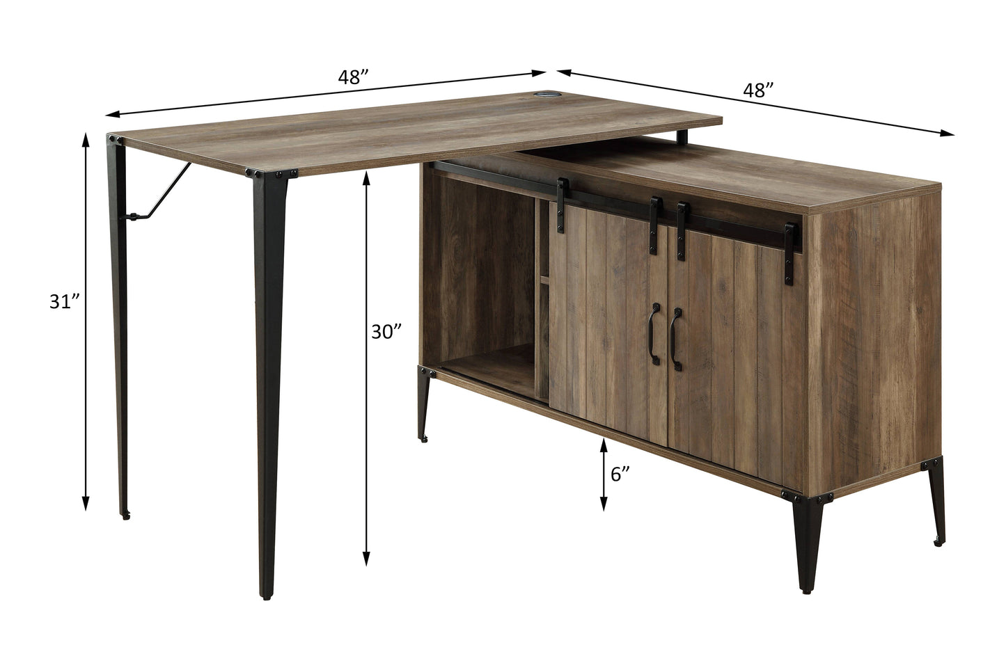 ACME Zakwani Writing Desk, Rustic Oak & Black Finish