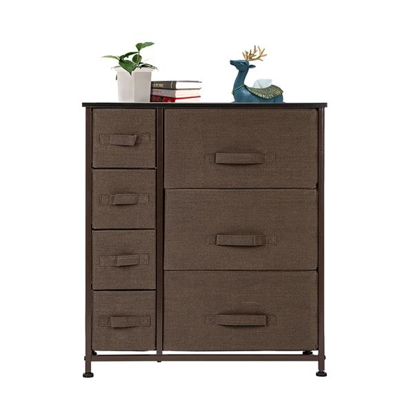 Dresser with 7 Drawers - Steel Frame, Wood Top, Fabric Bins