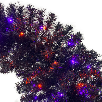 6FT Artificial Fir Bent Top Halloween Christmas Tree, Xmas Tree Bendable Grinch Style Christmas Tree Holiday Decoration w/1,080 Lush Branch Tips, 300 LED Lights X-mas Halloween Style