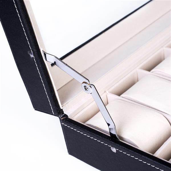 24-Compartment Leather Watch Box - Black