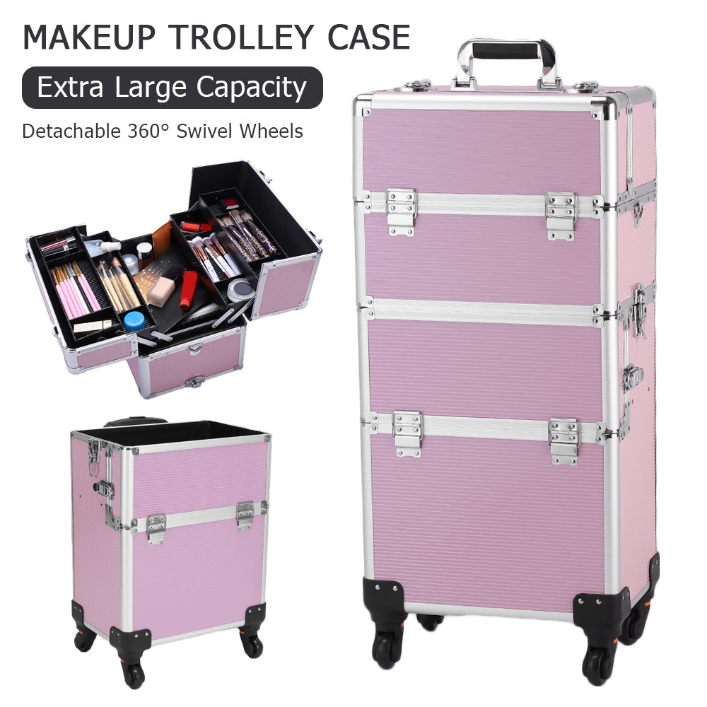 3 in 1 Aluminum Cosmetic Makeup Case Tattoo Box Pink