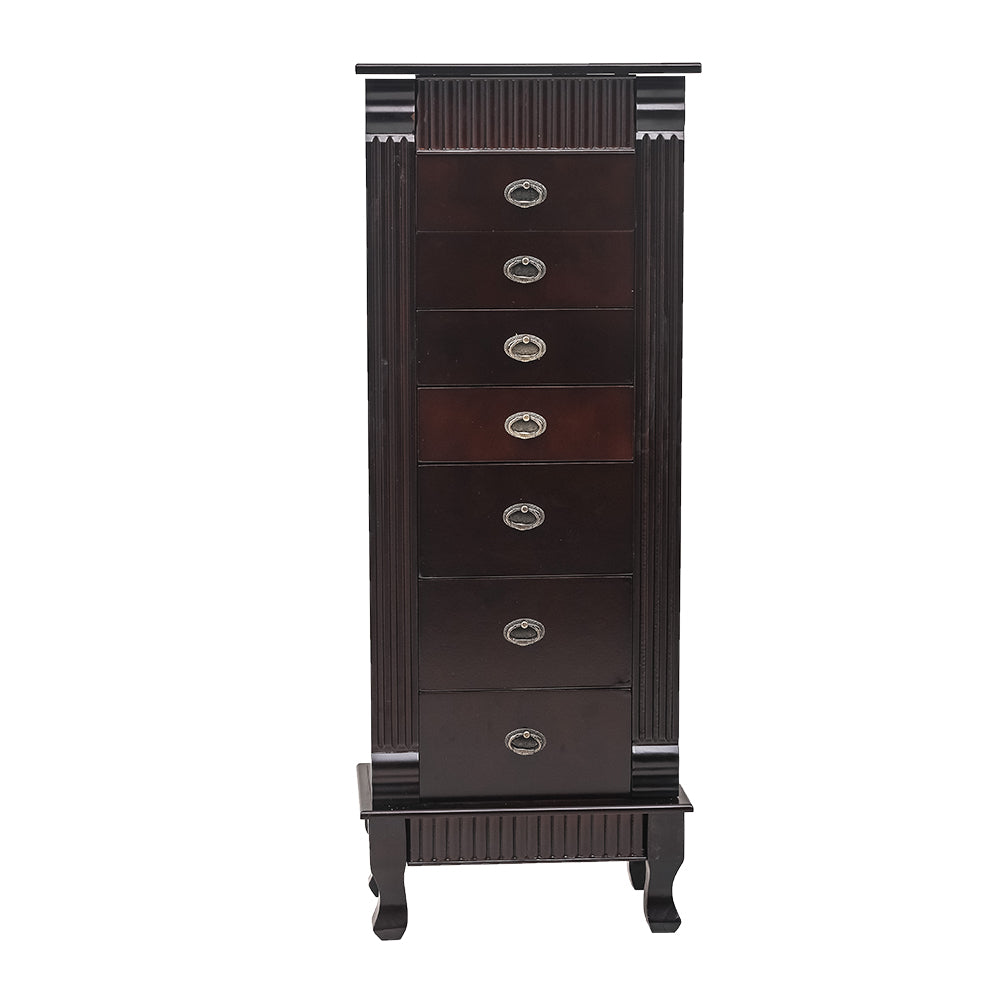 Jewelry Cabinet - Walnut Wood, Necklace Organizer