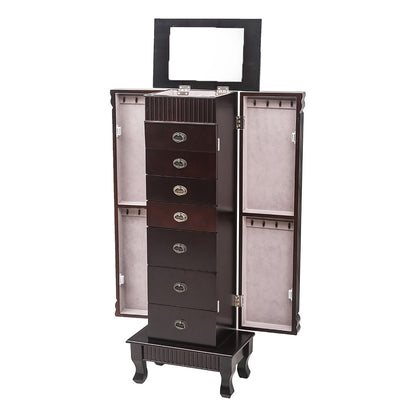 Jewelry Cabinet - Walnut Wood, Necklace Organizer