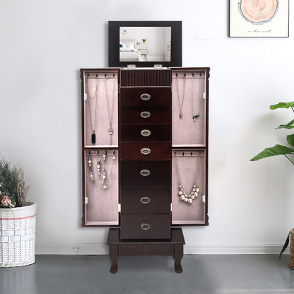 Jewelry Cabinet - Walnut Wood, Necklace Organizer