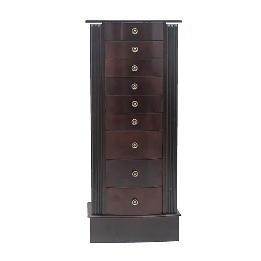 Jewelry Cabinet - Walnut Wood, Necklace Organizer