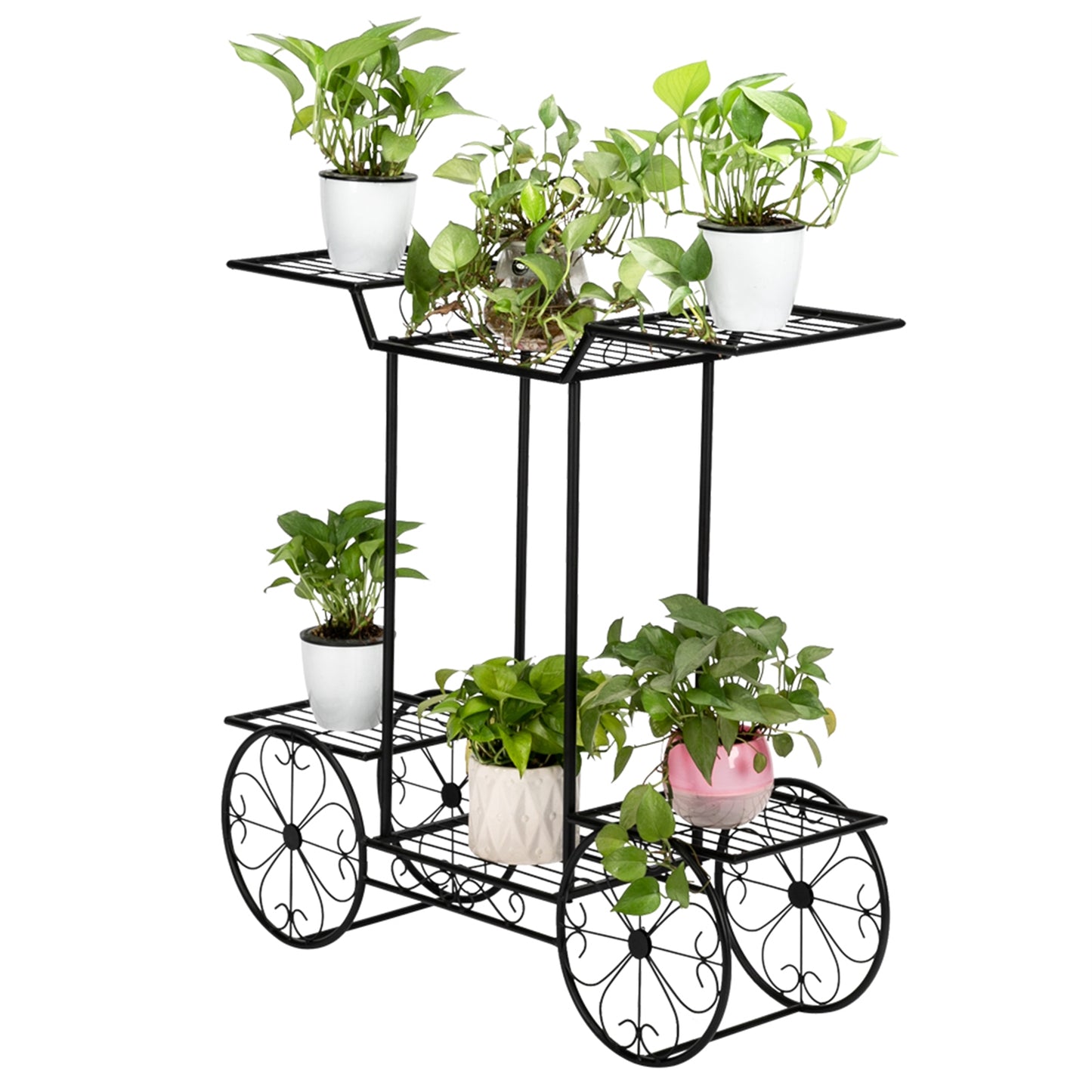 Paint Car Shape 6 Plant Stand Black