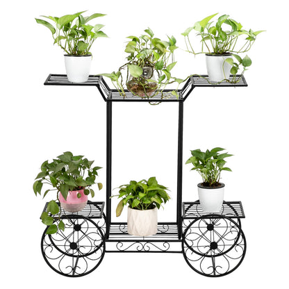 Paint Car Shape 6 Plant Stand Black