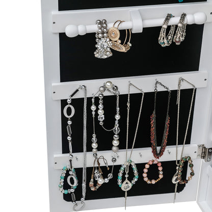 Wall-Mounted Jewelry Cabinet - 4 Shelves, 2 Drawers, LED Lights