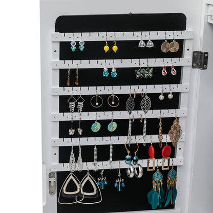 Wall-Mounted Jewelry Cabinet - 4 Shelves, 2 Drawers, LED Lights