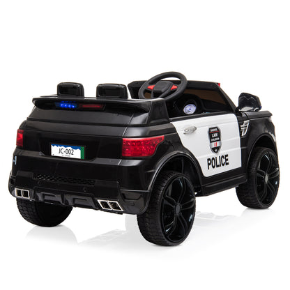 12V Kids Police Car - Remote Control, LED Lights, Music & Horn