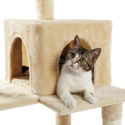 Luxury Cat Tower - Beige with Scratching Post and Condo