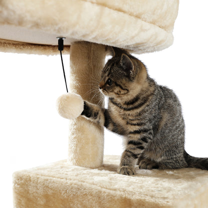 Luxury Cat Tower - Beige with Scratching Post and Condo