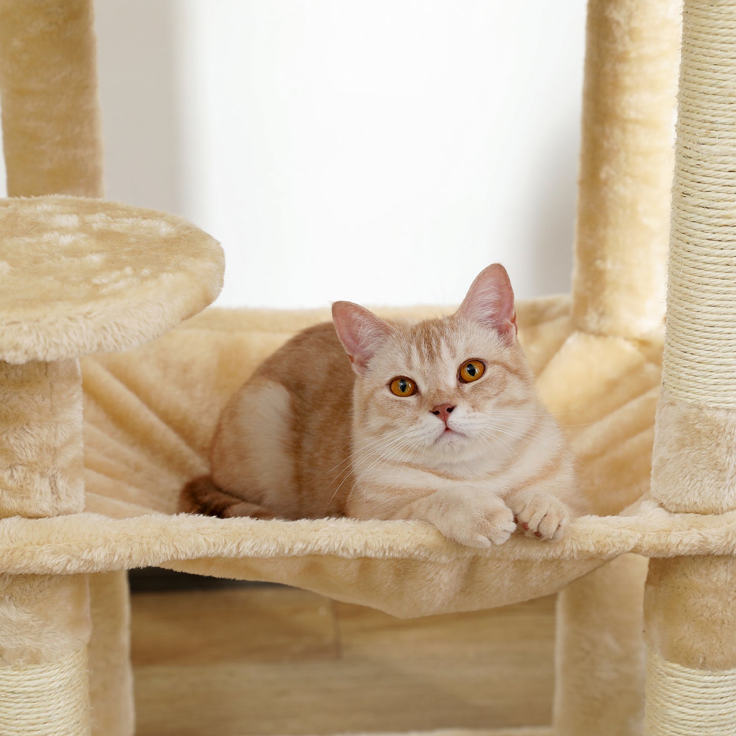 Luxury Cat Tower - Beige with Scratching Post and Condo