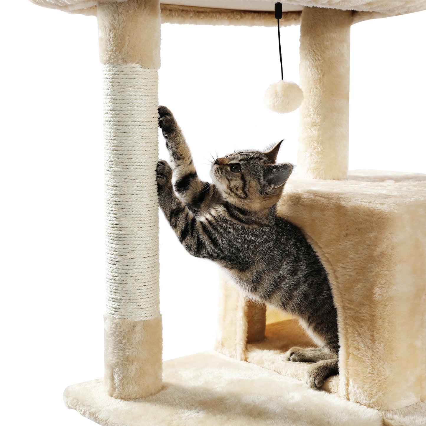 Luxury Cat Tower - Beige with Scratching Post and Condo