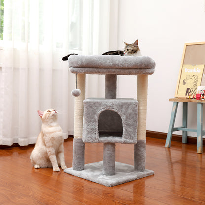 Small Cat Tower - Beige with Scratching Post and Condo