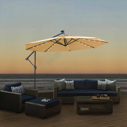 Solar LED Patio Umbrella - Cantilever, Offset