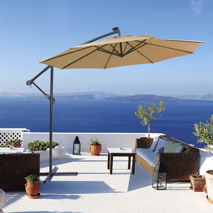 Solar LED Patio Umbrella - Cantilever, Offset