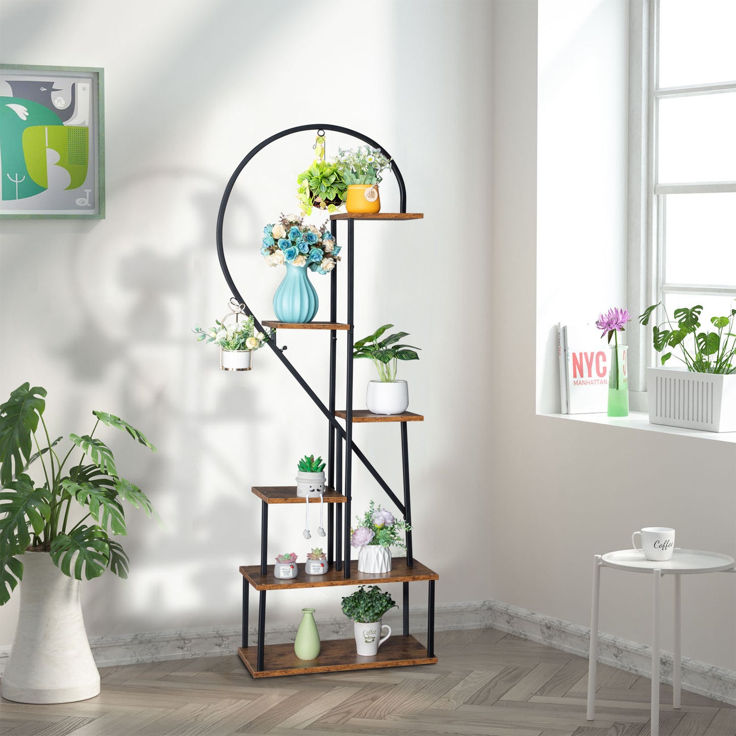 Artisasset 6-Layer Half Heart Iron Plant Stand