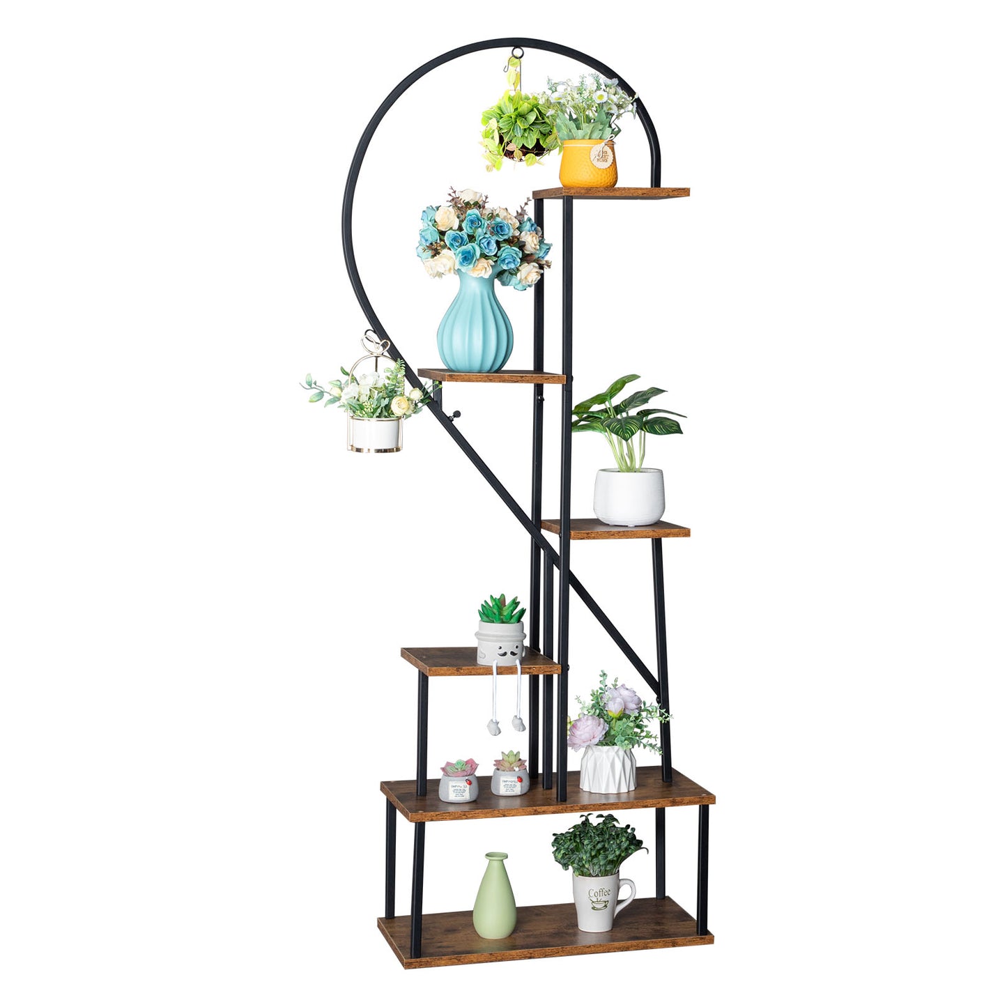 Artisasset 6-Layer Half Heart Iron Plant Stand