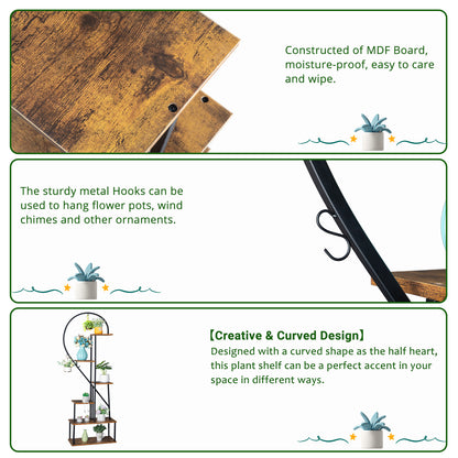 Artisasset 6-Layer Half Heart Iron Plant Stand