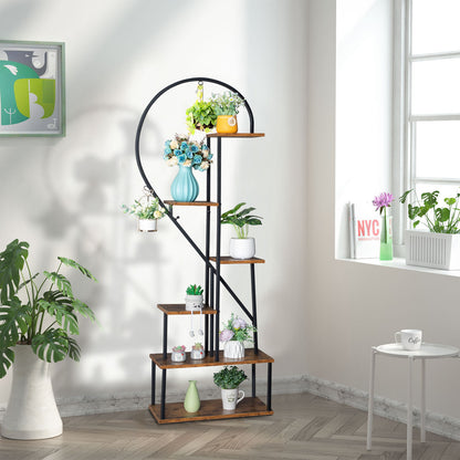 Artisasset 2-Piece 6-Layer Half Heart Iron Plant Stand - Black