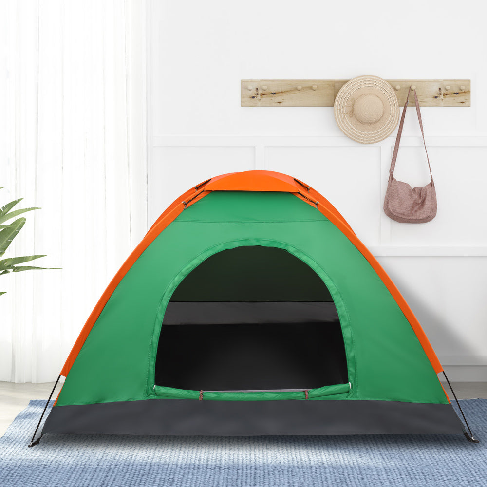 2-Person Waterproof Dome Tent - Orange and Green