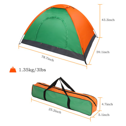 2-Person Waterproof Dome Tent - Orange and Green