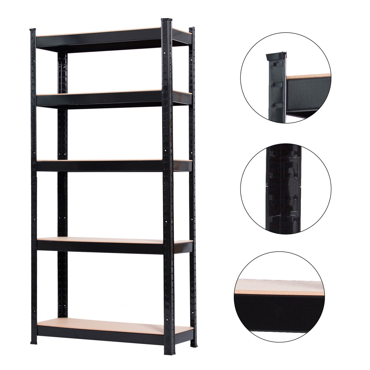 5-Tier Heavy Duty Metal Shelving Rack - Black