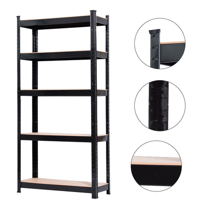 5-Tier Heavy Duty Metal Shelving Rack - Black