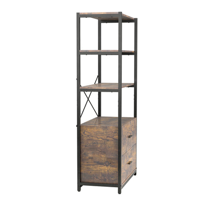 Industrial Wood Bookcase - Retro Storage Display Shelf