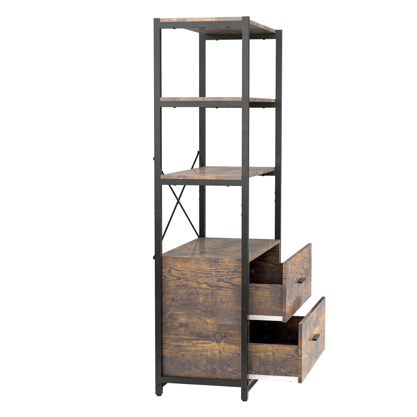 Industrial Wood Bookcase - Retro Storage Display Shelf