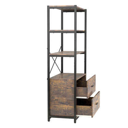 Industrial Wood Bookcase - Retro Storage Display Shelf