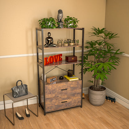 Industrial Wood Bookcase - Retro Storage Display Shelf