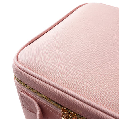 High-Capacity Travel Makeup Bag - Multilayer, Portable, Pink