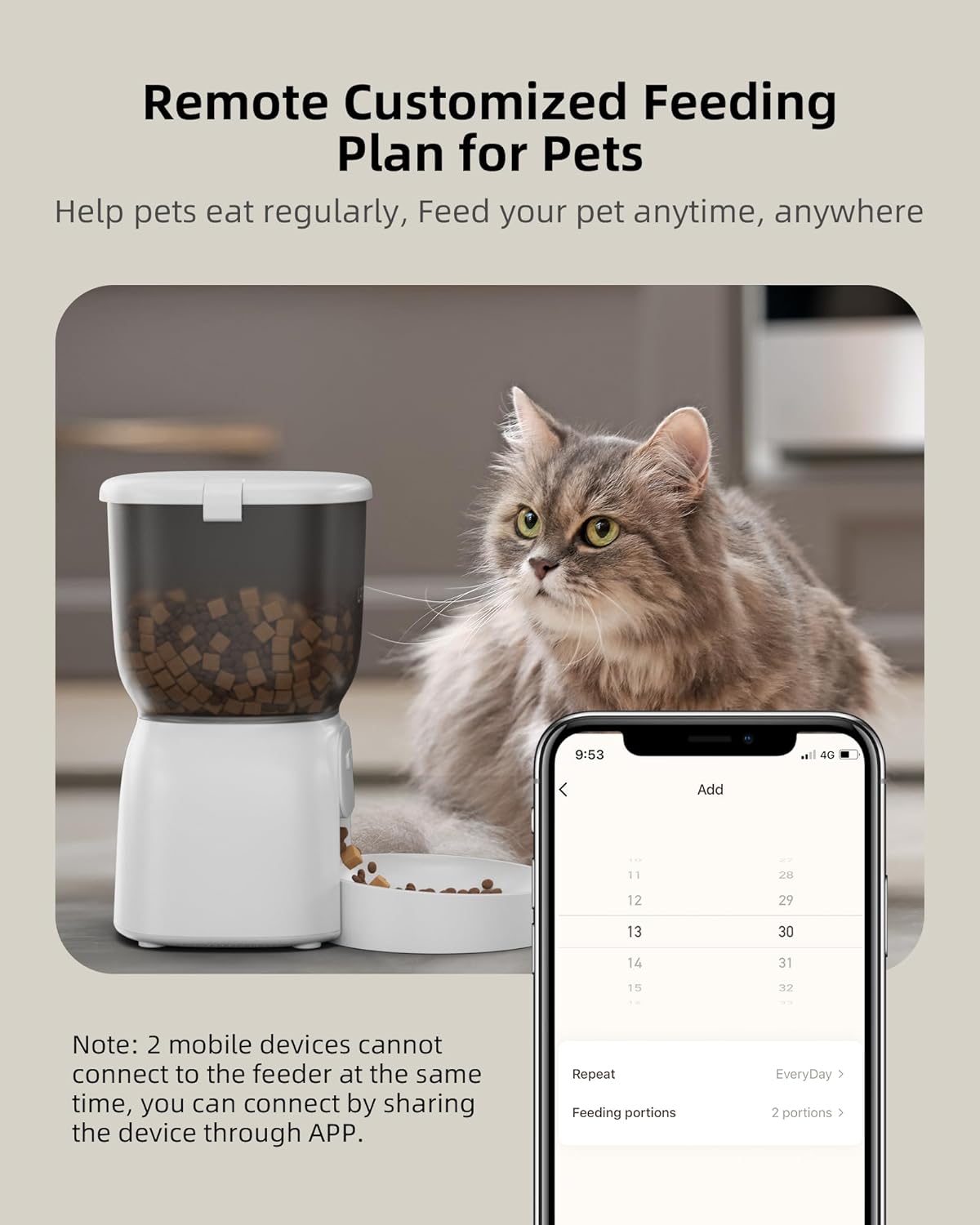 WiFi Automatic Cat Feeder - 4L with APP Control