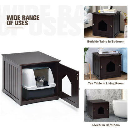 20"Brown Wooden Cat Litter Box End Table