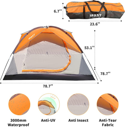 2/6 Person Family Tent - Waterproof, Windproof