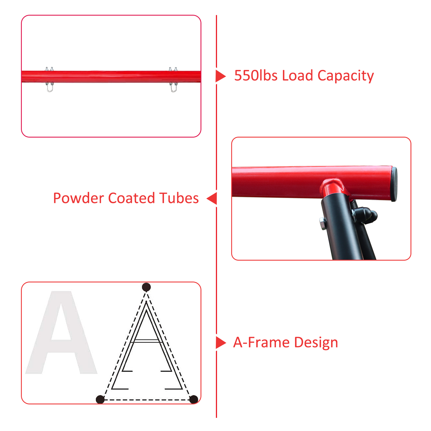 Porch Swing Frame - Heavy Duty A-Frame, 550lbs Capacity