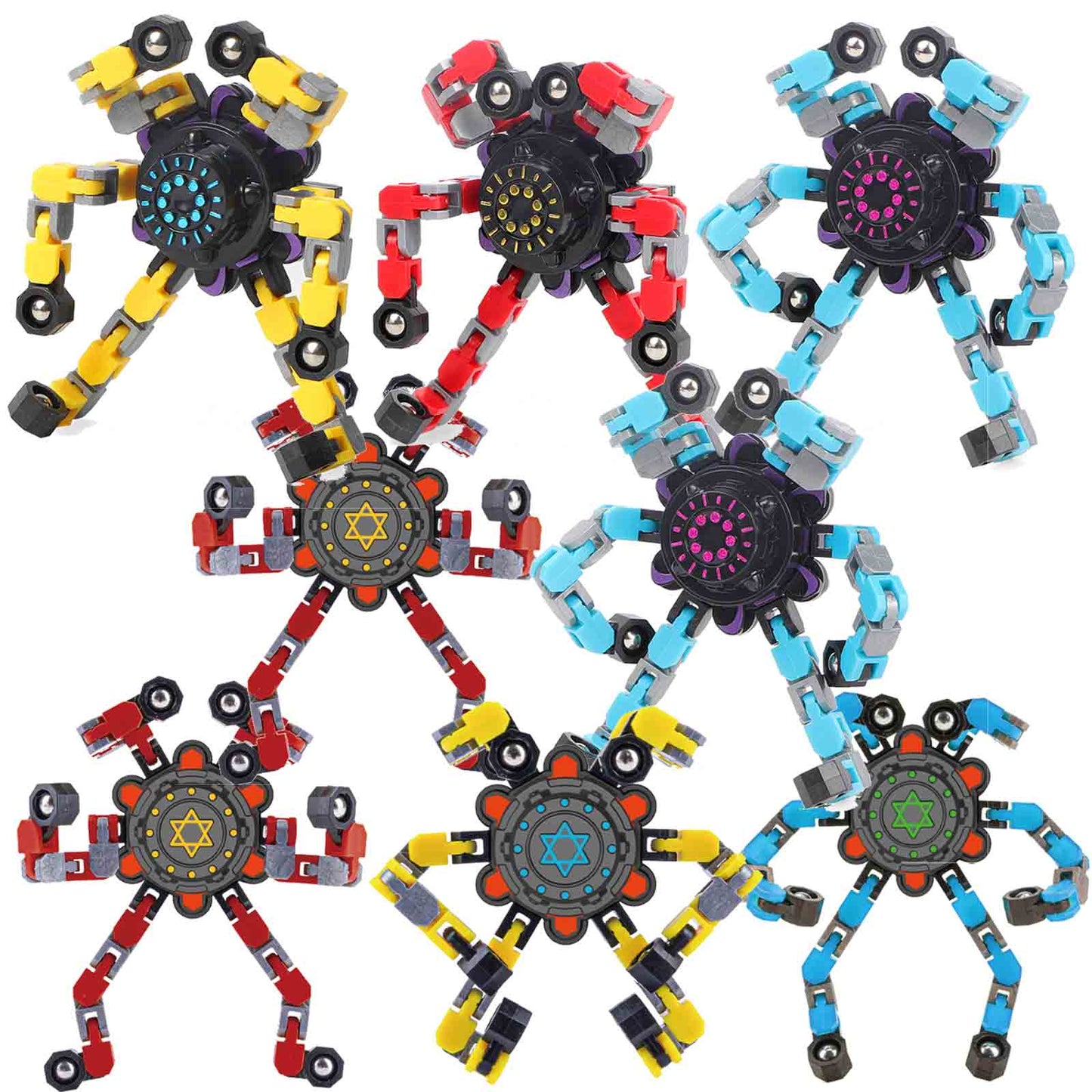 Deformable Fidget Robot - 8 Pieces, Spinning Gyro