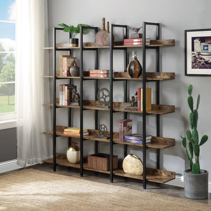 5-Tier Bookcase - Vintage Industrial Style, Metal Frame