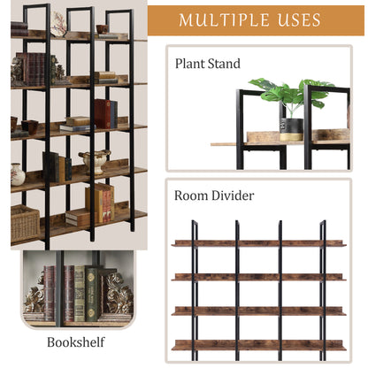 5-Tier Bookcase - Vintage Industrial Style, Metal Frame