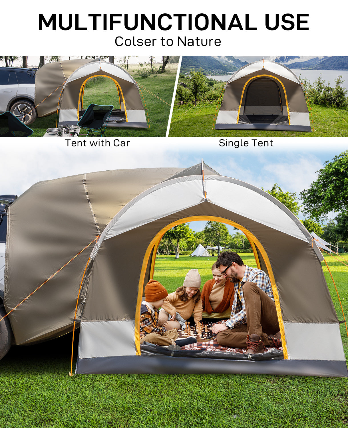 SUV Camping Tent - Fits 5 People, Waterproof Double Layer