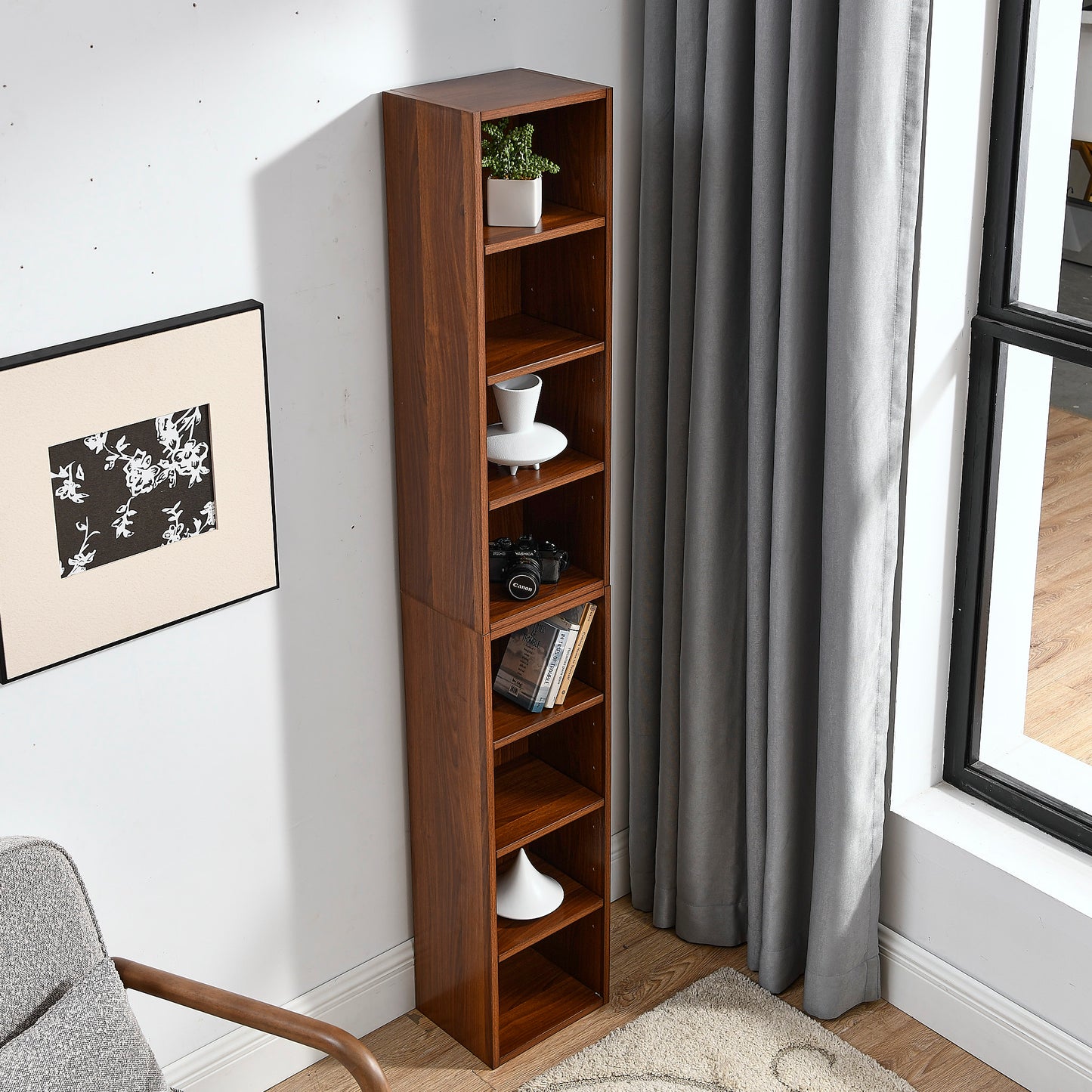 8-Tier Rack - Adjustable Shelves, Slim Storage Cabinet